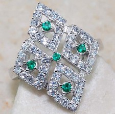 3CT Treated Emerald  Topaz 925 Solid Sterling Silver Ring Jewelry Sz 6 MK1-7