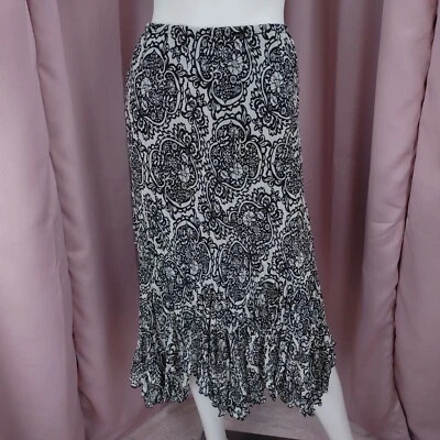 '90s Y2K Allison Taylor Women's Floral Ruffled Midi Trumpet Skirt Large - Image 1 of 4