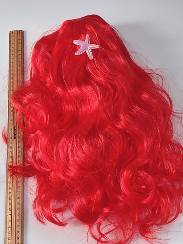 Women Girls Children Sea Star Mermaid Ariel Costume Inspired Red Long Hair Wig - Picture 6 of 11