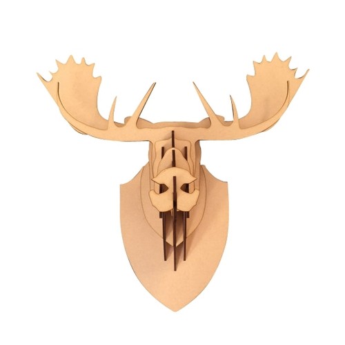L/ S Wooden Moose Trophy Animal Head 3D Wall Art Decor- Home Decor Wall
