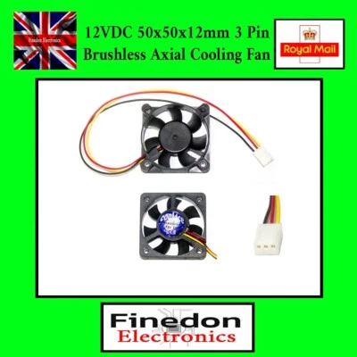 COOL4CE DC 12V 3 Pin Brushless Axial Industrial PC Cooling Fan 50mm 50x50x12mm UK Seller