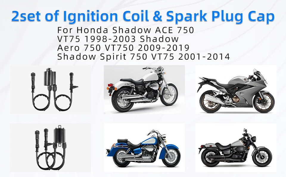 2 juegos de bobinas de encendido para Honda VT750C Shadow / VT750CD2 Shadow Ace 1998-2001 Foto 4 de 4