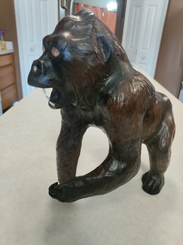 LEATHER KING KONG SILVERBACK Gorilla APE 12" X 11"- RARE UNIQUE SCARY RED EYES 