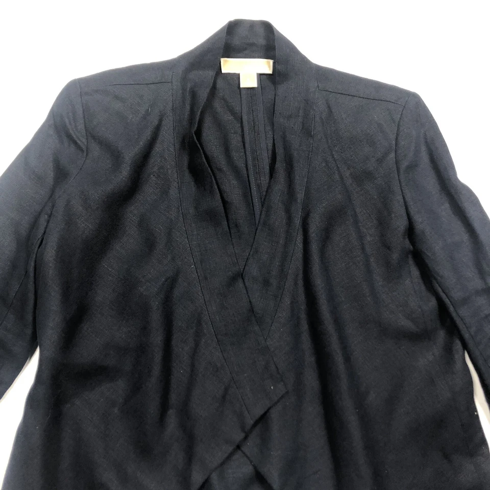 Michael Kors 100% Linen Open front Blazer Size 4 Navy Long Sleeve Professional - Image 4 of 4