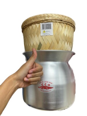 Set of Sticky Rice Steamer Pot and Basket Cook Kitchen Cookware Tool