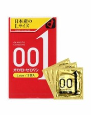 OKAMOTO 001 L size Large 0.01 Polyurethane Condom 3 pcs Made in Japan-US Seller