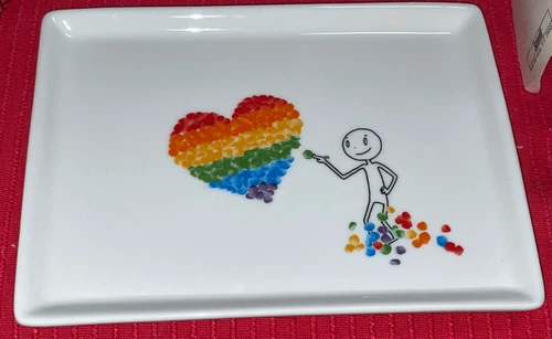 1 CB2 OLIVER 2016 Rainbow Candy Heart Appetizer Plate Crate & Barrel Pride