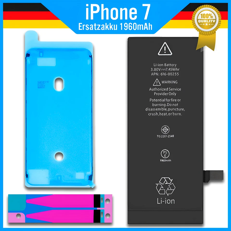 PROBAGZ Ersatz Akku für Original Apple iPhone 7 Batterie + Rahmen Kleber
