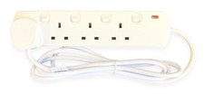 INDIVIDUALLY SWITCHED 4 GANG 2 METRE EXTENSION LEAD TRAILING SOCKET WITH PLUG
