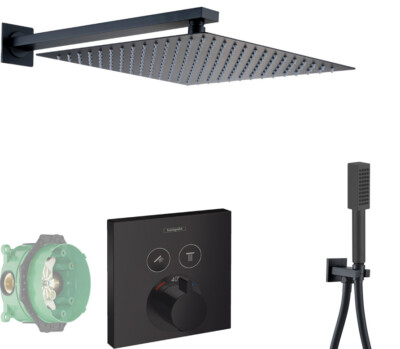 Hansgrohe ShowerSelect Thermostat Armatur Unterputz Kopfbrause Ibox Schwarz B71
