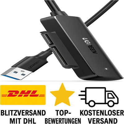 UGREEN USB 3.0 SATA Adapter für 2,5  SSD/HDD, SATA auf USB mit UASP & Trim