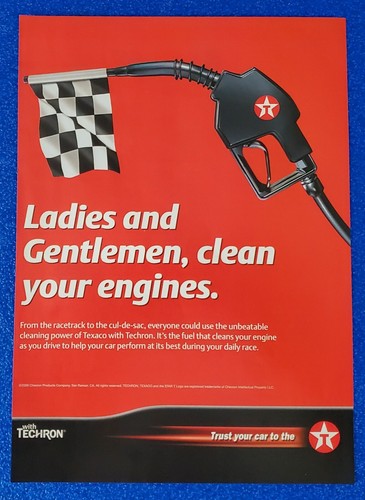 2009 TEXACO WITH TECHRON GASOLINE PRINT AD "TRUST YOUR CAR TO THE TEXACO STAR"