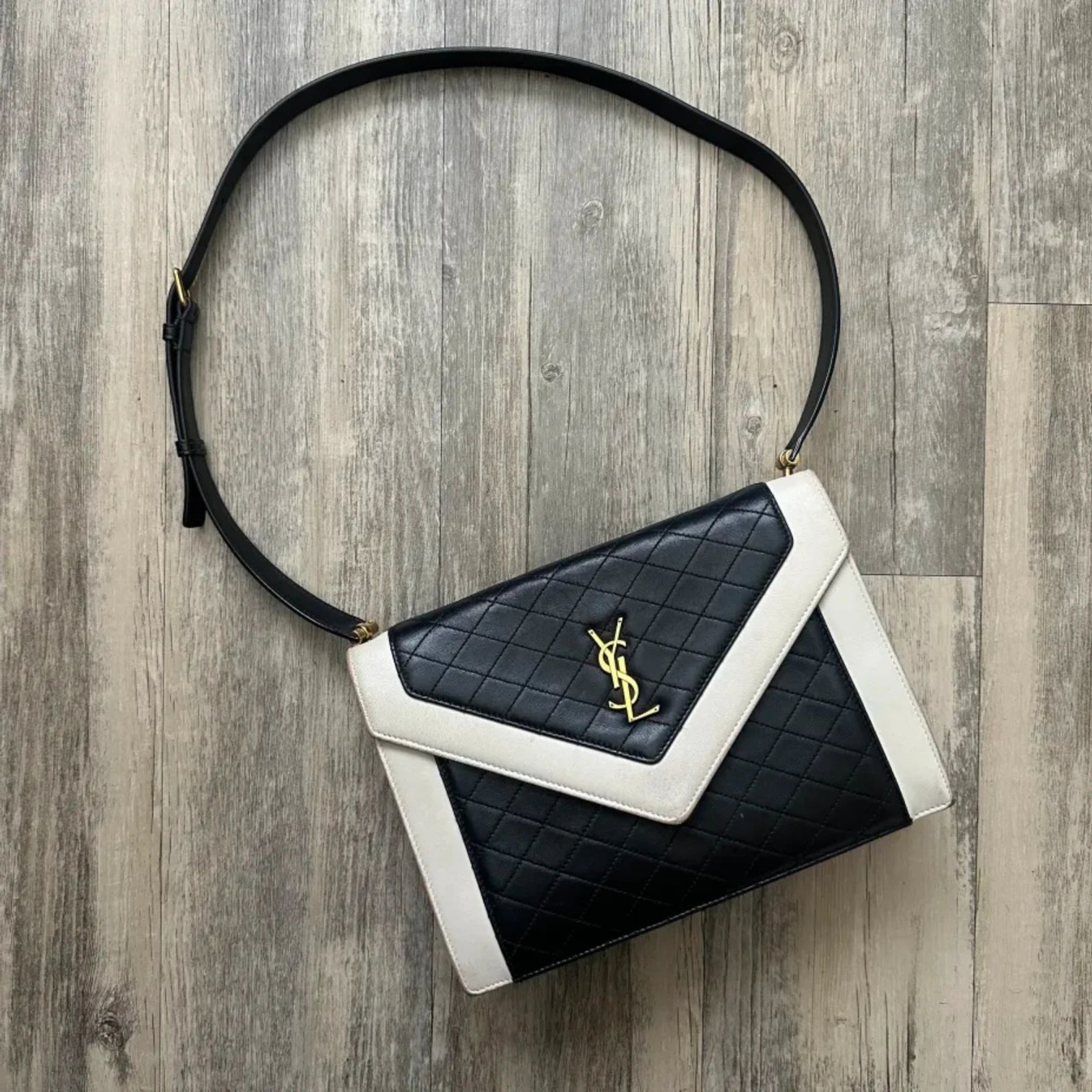 Borsa a tracolla Yves Saint Laurent YSL Gaby crema e nero