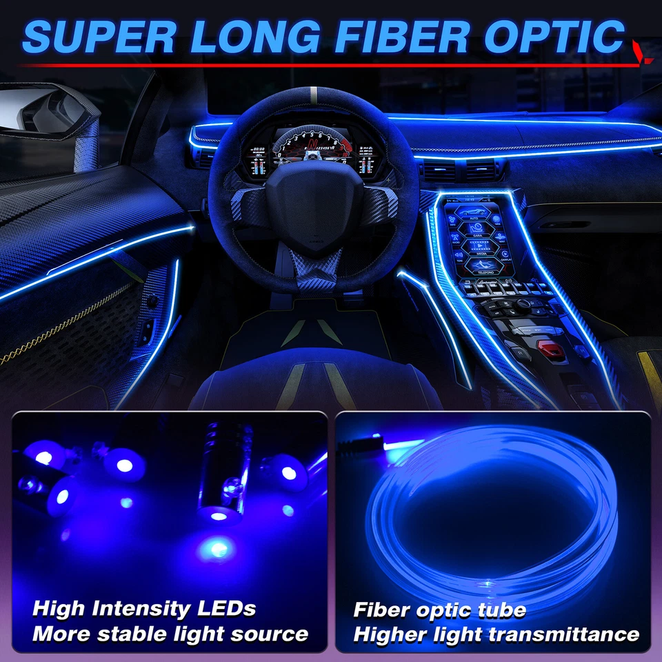 10M RGB 8 LED Car Interior Ambient Guide Light Strip Decor Atmosphere Door Light - Image 4 of 4
