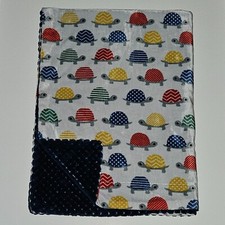 Turtle Fleece Baby Blanket RN 119741 SL Home Fashion Blue Red Yellow Green Gray
