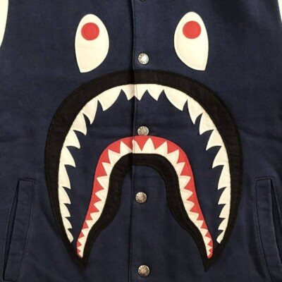 BAPE SHARK SWEAT VARSITY JACKET A Bathing Ape Size S | eBay