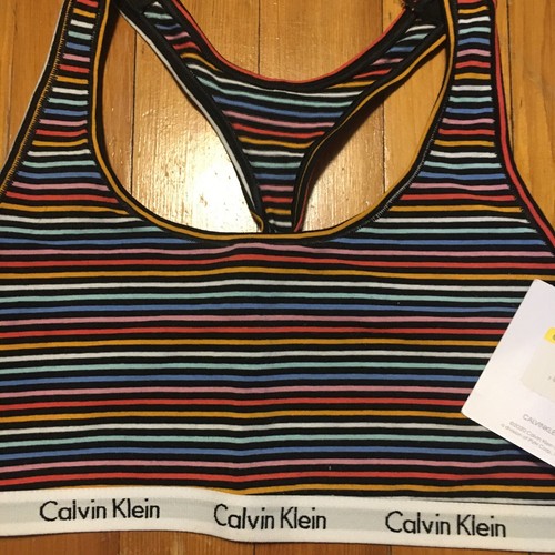 NWT Calvin Klein 🌈 RAINBOW Unlined Sports Bralette Unpadded Size MEDIUM - Picture 2 of 7