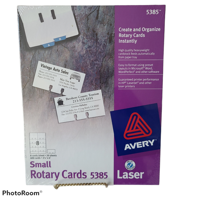 Avery Laser Inkjet Small Rotary Cards 2 1/6" X 4" Template 5385 White