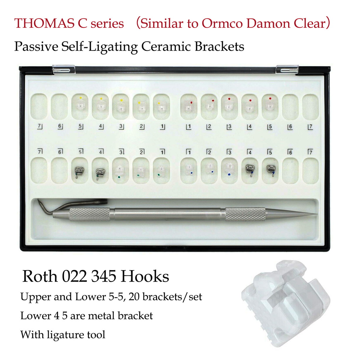 DAMON CLEAR Dental Orthodontic Self Ligating Bracket Ceramic