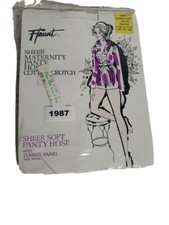 Vintage Flaunt Sheer Soft Maternity White Pantyhose Medium Cotton Crotch Nylon