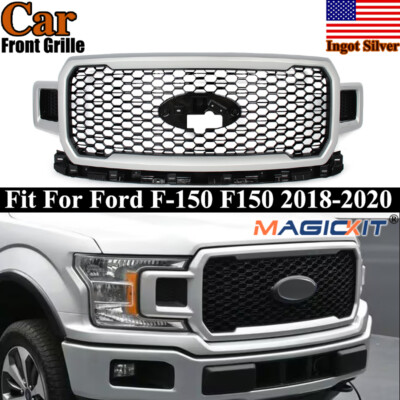 Honeycomb Ingot Silver Front Radiator Grille For 2018 2019 2020 Ford F-150 F150