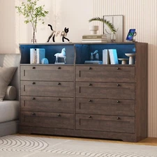 Wood Dresser for Bedroom with 8 Drawers Storage Cabinet Modern Chests of Drawer