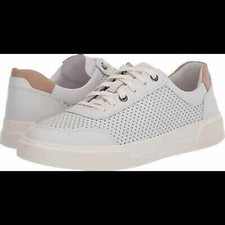 VINCE Mens White Perforated Leather Low Top L...