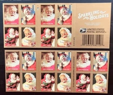 US Sparkling Holidays Santa Claus Booklet Pane of 100 Forever Stamps MNH