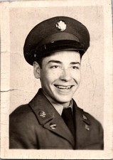 Vtg Found B W Photo WW2 Soldier Portrait Military Army 1940s Uniform Picture