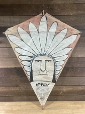 Vintage NOS Hi-Flier Bridle String Paper Kite Indian Chief