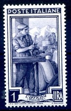 ITALIA 1955 - ITALIA AL LAVORO STELLE  Lire 1  NUOVO ** MNH