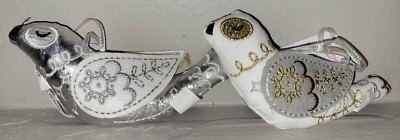 2022 Target Wondershop 2 Fabric Silver White Gold Doves Christmas Tree Ornaments