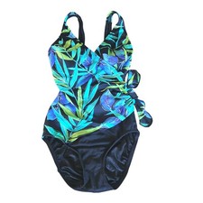 Longitude Floral One Piece Swimsuit Tummy Control Lined 12 Slimming Faux Wrap