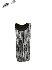 Adult Small Jazz Tap Dance Costume Tap Fringe Black  White tank Top