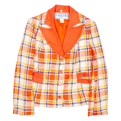 FABIANI ROMA Damen Blazer Mantel Orange Viskose Kariert S