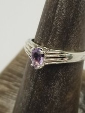 1980s Vintage Sterling Silver Amethyst Ring Size 6 1/2  Sparkly  EuC