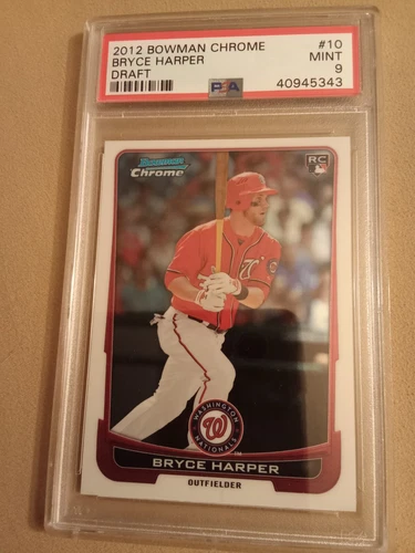 2012 Bowman Chrome Draft Bryce Harper #10 Graded PSA 9 Rookie Baseball Card