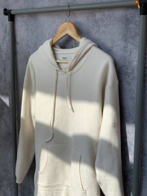 Replay Knit Wear Baumwolle/Wolle Hoodie Beige Pullover Langarm Damen Größe Large
