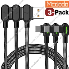 3 Pack Mcdodo 90 Degree Elbow USB Cable Charger Cord For iPhone 11 12 13 14 Pro