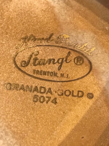 VINTAGE 6” STANGL POTTERY ASHTRAY HAND PAINTED GRANADA GOLD FINISH #5074 - Picture 4 of 5