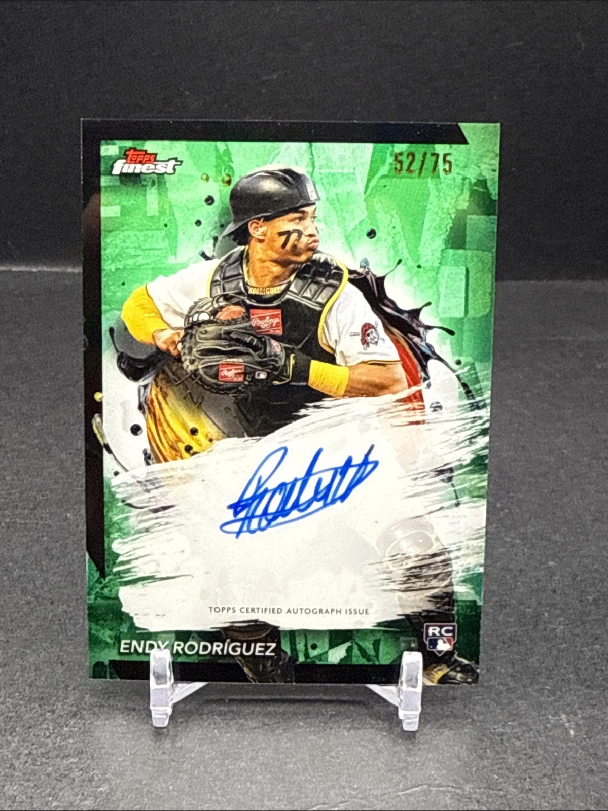 Endy Rodriguez 2024 Topps Finest Rookie AUTO Green Refractor 52/75 Pirates AB3