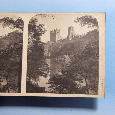 Durham Stereoskop 3D um 1910 Echtfoto Stadt Kathedrale Ansicht 1 Postkarte Typ