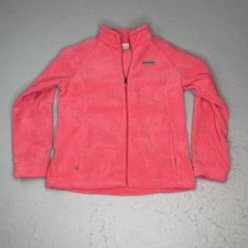 Columbia Youth Girls Fleece Zip Up Jacket Size Medium XL 18-20 Coral Pink