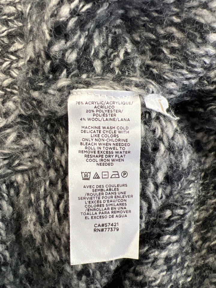 Suéter tejido grueso cuello falso manga larga negro/gris Ann Taylor para mujer - L Foto 4 de 4