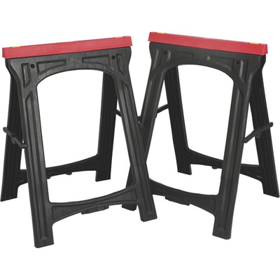 #ad Ironton Plastic Foldable Sawhorses 1 Pair 700 Lb. Total Capacity $36.99