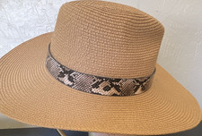 Women s One Size Beige Straw Wide Brim Sun Ha...