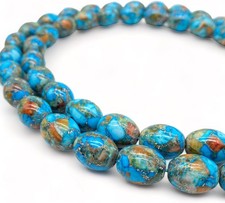 Native American Style Rice Beads Mohave Copper Turquoise  Spiny Oyster