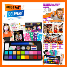 Face Painting Kit for Kids, 20 Water Based Non-Toxic Colors, Includes Brushes
