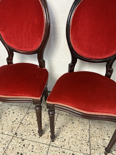 2 X Set Old Baroque Dining Chippendale Chair Locket Antique Vintage Red - Picture 4 of 10