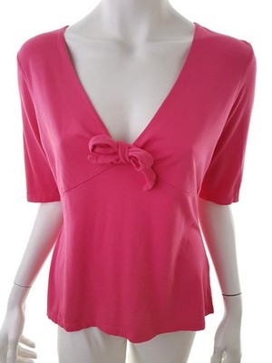 L.K. BENNETT Damen Bluse Gr. L Rosa Baumwolle Kurzer Ärmel Schleife Einfarbig